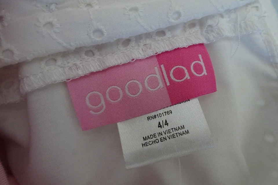 Vestido túnica forrado de encaje con ojales blancos para niña con leggings rosas conjunto de 2 piezas NUEVO Foto 3 de 4