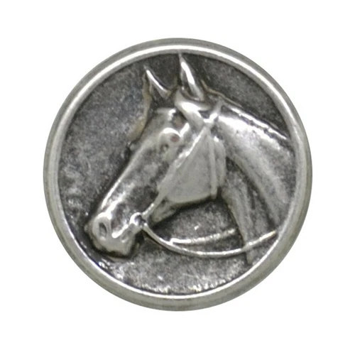 HORSE HEAD EQUESTRIAN METAL SHANK BUTTONS, ANTIQUE SILVER, Sizes 15mm 20mm 23mm