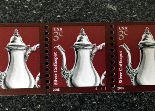 2005USA #3759 3c Silver Coffeepot - PNC Coil Number Strip of 5 (#S1111) - Picture 2 of 2