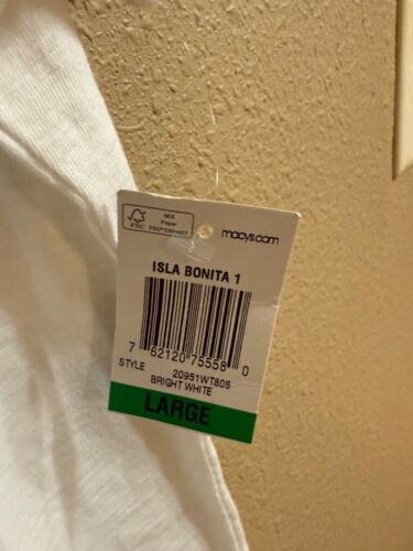 T-SHIRT NUOVA CON ETICHETTE STYLE & CO ISLA BONITA GRANDE BIANCO BRILLANTE ARGENTO TRECCIA E PERLINE - Foto 3 di 5
