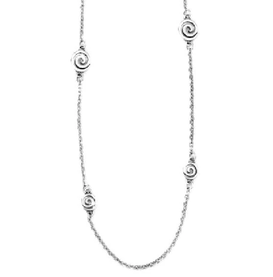 NWT Brighton VERTIGO MINI Multi Swirl Disc Silver LONG Strand Necklace MSRP $72