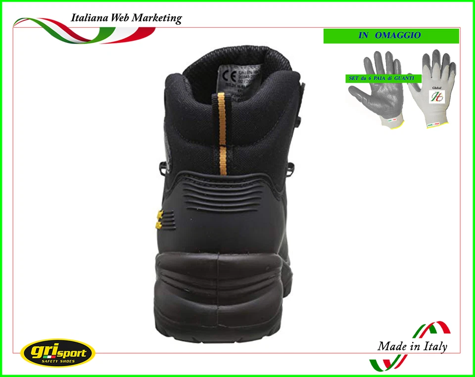 SCARPE ANTINFORTUNISTICA GRISPORT 703 CORTINA S3 + GUANTI LAVORO - Immagine 4 di 4