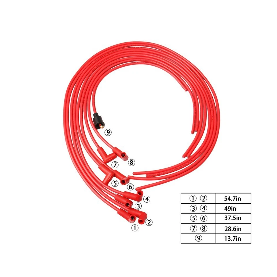 8mm Spark Plug Wire Cable Set For Wire Core Suppression V8 4041K 90 Degree Boots - Image 3 of 4