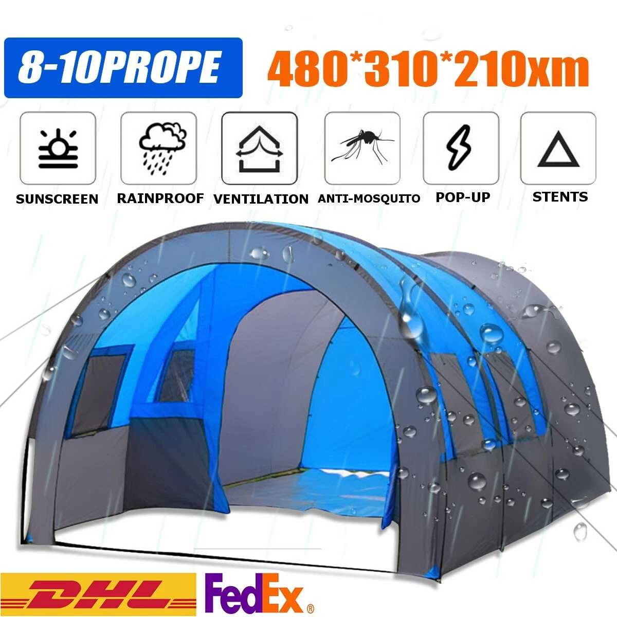 8-10 Person Camping Tent Instant Family Outdoor Double Layer Tent Rainfly Tent
Opens in a new window