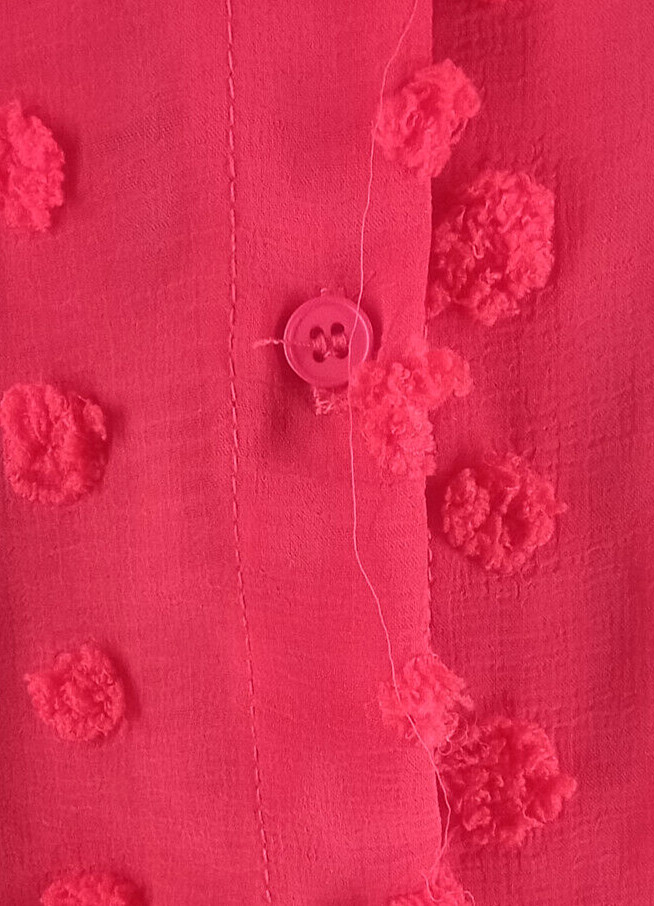 Extravagant Red Sheer Button Down Blouse Size Lar… - image 4