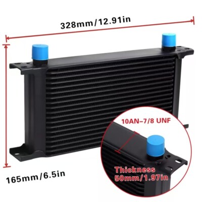 Universal 15 Row 10AN Aluminum Transmission Engine Oil Cooler+Filter Adapter Kit