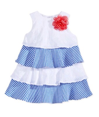 Marmellata Baby Girl's Eyelet Popover & Seersucker Dress Set-Size-18M or 24M