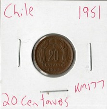 Coin Chile 20 Centavos 1951 KM177