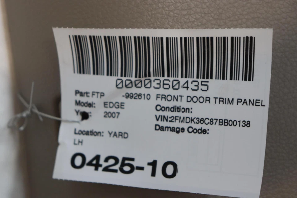 2007 FORD EDGE ПЕРЕДНЯЯ ЛЕВАЯ ВОДИТЕЛЬСКАЯ БОКОВАЯ ДВЕРНАЯ ПАНЕЛЬ ОТДЕЛКА КРЫШКА OEM - Изображение 3 из 3
