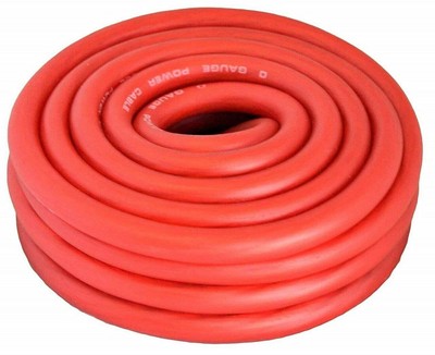 MR DJ 0 Gauge Red Amplifier PowerGround 1/0 Wire 25 Feet SuperFlex Cable
