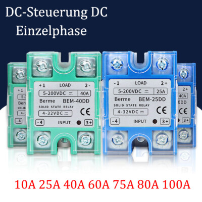 10-100 Amp Einzelphase BEM Halbleiterrelais Modul SSR DC 4V-32V Zu DC 5V-200V