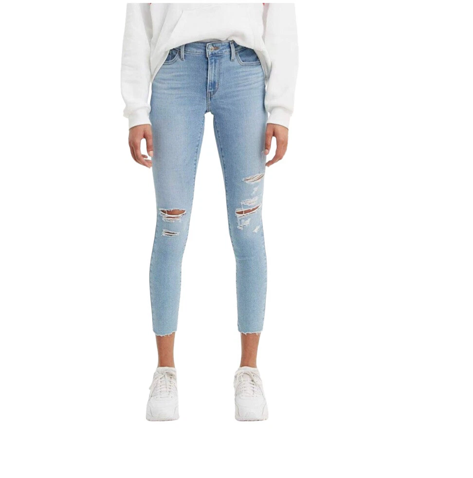 Levi s 711 Skinny Ankle Size 30 Jeans Raw Hem Distressed Mid Rise