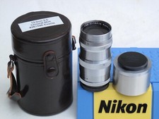RARE Exakta mount Nikon Nikkor 13,5cm f:3.5 Nippon kogaku lens, caps/hood/case