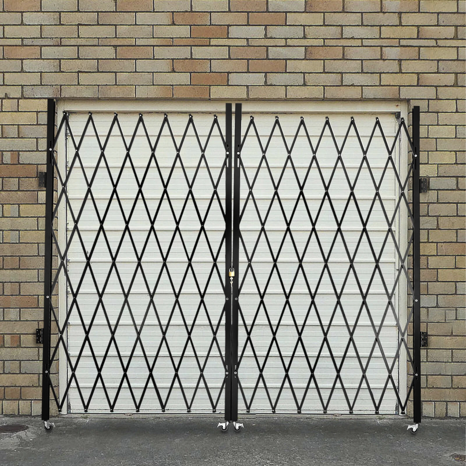 Folding Security Gate 6.7x12ft (H*W) Double Folding Door Scissor Gate Wall-Mount