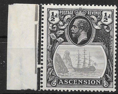 ASCENSION SG10a 1924 1⁄2d GRAU-SCHWARZ & SCHWARZ KAPUTT MAST VAR MTD NEUWERTIG (P)