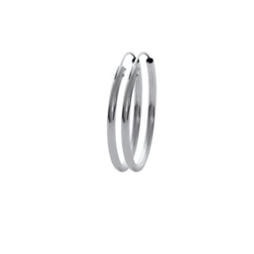 Boucles D'oreilles Créoles Lisses 3 Cm - Argent Massif 925/1000 - Bijouxia