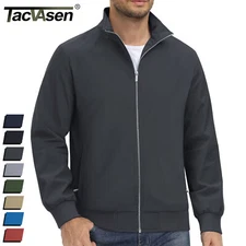 Men's Lightweight Bomber Jacket Full-Zip Casual Spring Fall Water-Resistant Coat