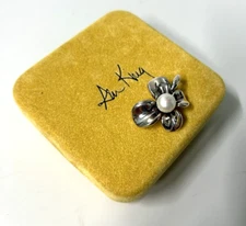 Ann King Sterling Silver Flower Orchid Pearl Pendant 