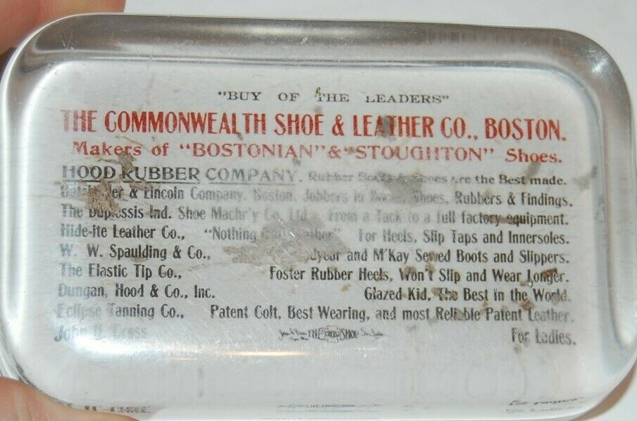 Antique Advertising Paperweight COMMONWEALTH SHOE & LEATHER Boston