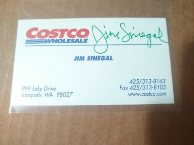 JIM SINEGAL SIGNED PERSONAL BUSINESS CARD FOUNDER OF COSTCO RARE