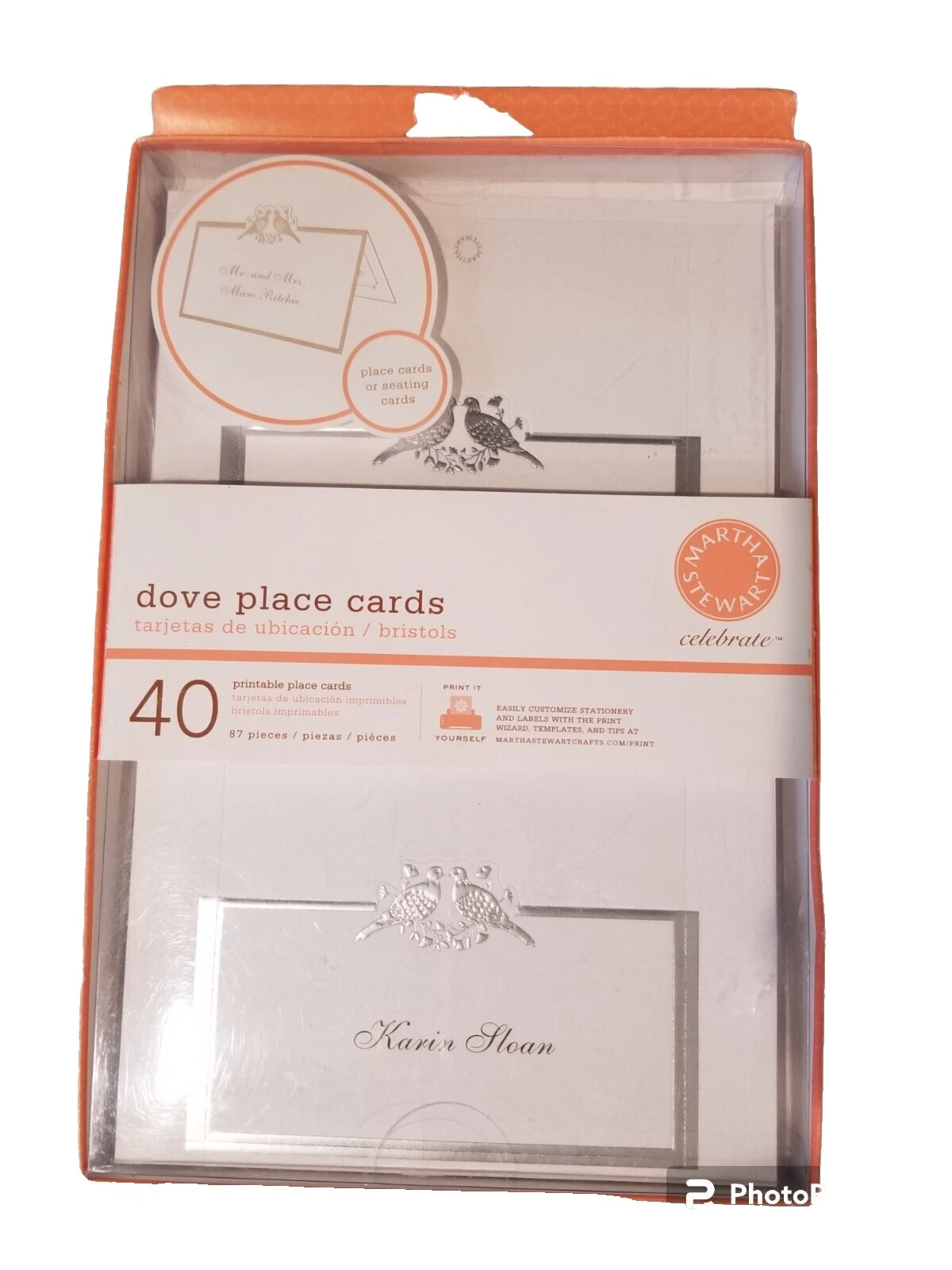Tarjetas de lugar Martha Stewart Boda