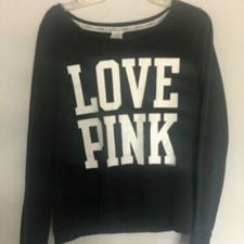 Victoria Secret Pink Logo Black Sweatshirt Size Medium