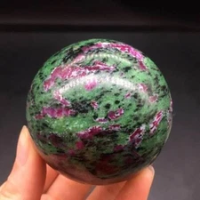 Natural Ruby Zoisite Gemstone Quartz Crystal Sphere Healing Ball+ Stand 55-60mm