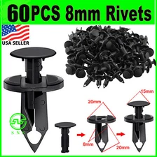 60PCS 8mm Bumper Clips Retainer Auto Car Plastic Rivets Fastener Fender Push