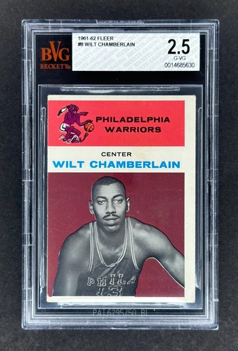 1961-62 Fleer #8 Wilt Chamberlain RC (Warriors) BVG 2.5 G/VG 🔥ROOKIE!🔥
