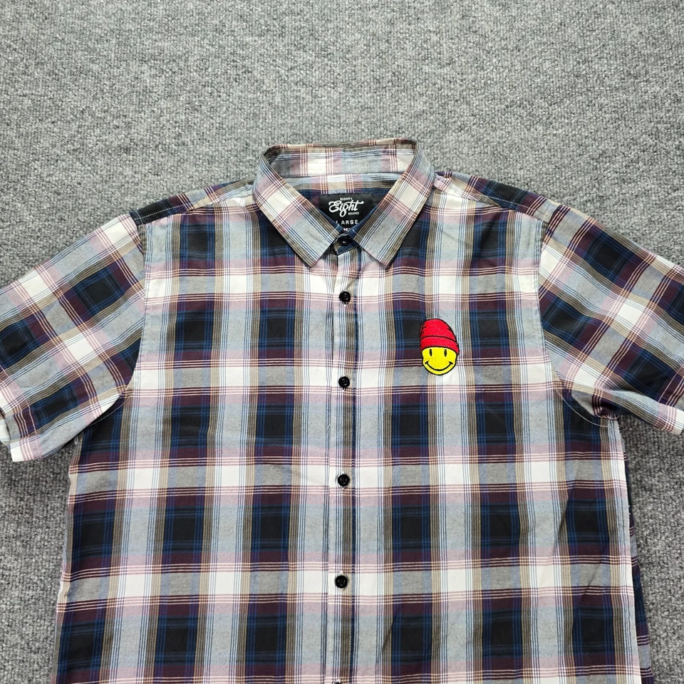 Eighty Eight Shirt Mens Large Plaid Button Up Short Sleeve Casual Embroidered - Image 2 of 4