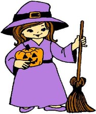 30 Custom Little Purple Halloween Witch Personalized Address Labels