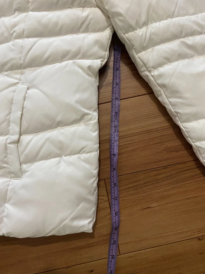 Kenneth Cole Womens Puffer White Jacket Size Medium Brown Faux Fur Trim Coat - Image 3 of 4