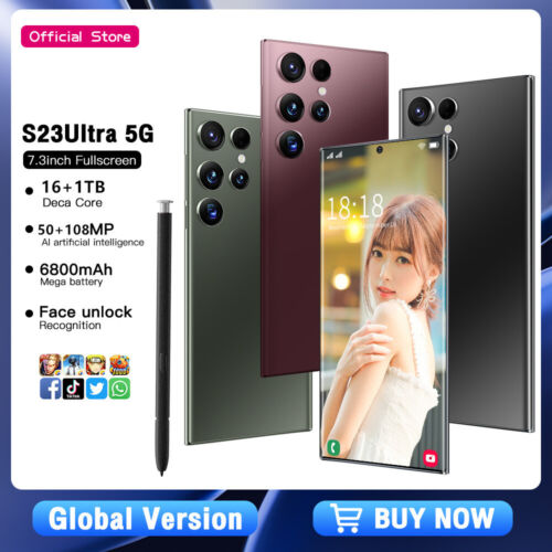 Smartphones neufs S23Ultra 7,3 pouces écran 16 Go + 1 To Android débloqués en usine. - Photo 1 sur 20