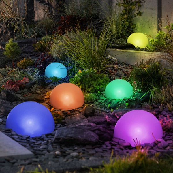 Solarleuchte Steckleuchte AußEnlampe Rgb Led Halbkugel Farbwechsel Weiß 5Er Set-image