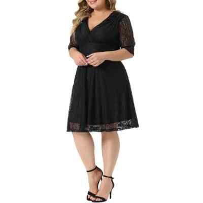 plus size lace swing dress Plus Size Lace Swing Midi Dress  Pluspreorder