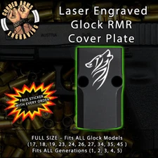 Tribal Wolf - Laser Engraved RMR Cover Plate for Glock 19 17 23