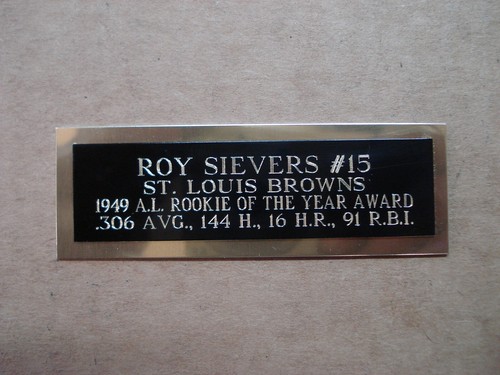 Roy Sievers St. Louis Browns 1949 ROY Baseball Card Plaque Nameplate 1" X 3"
