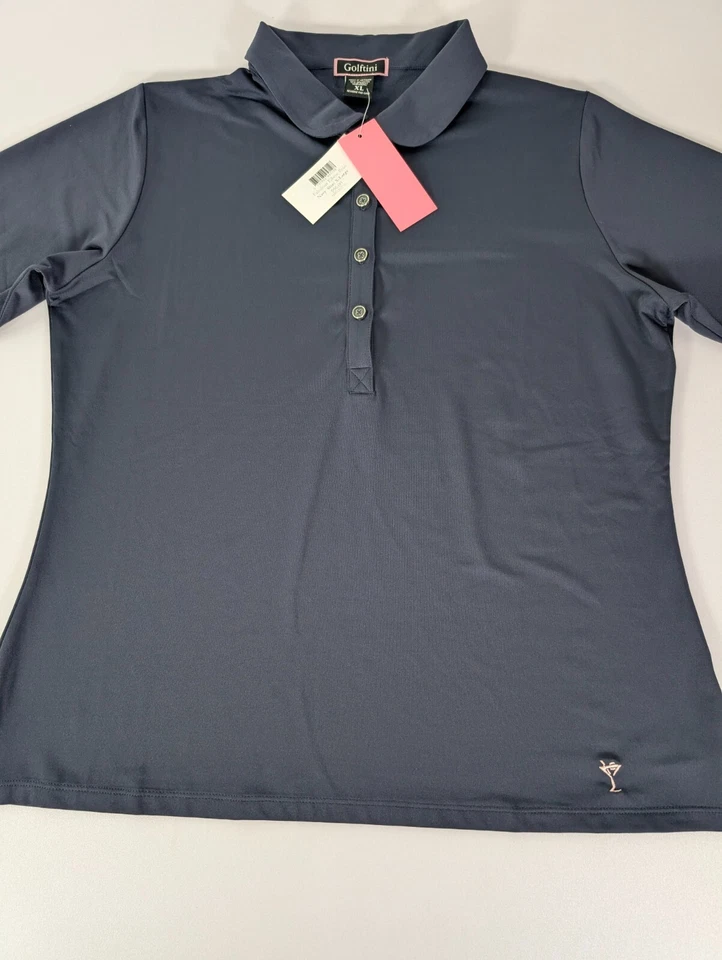 Polo Golftini Para Mujer XL Azul Manga Corta Fabuloso Codo Polo 3/4 Abotonable Nuevo Foto 4 de 4