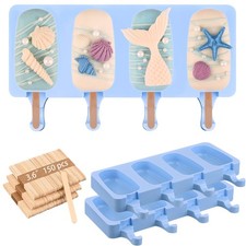 Sakolla Large Silicone Popsicle Molds Set of 3, Oval 3 Pcs - Blue, Blue