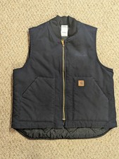 Carhartt Canvas Quilt Lined Work Chore Vest Mens L Arctic Duck RN 14806 V02 MDT