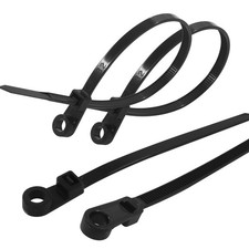 100 PCS 8 Inch Black Zip Ties Screw Hole 50 LBS Mountable Head Nylon Cable Tie
