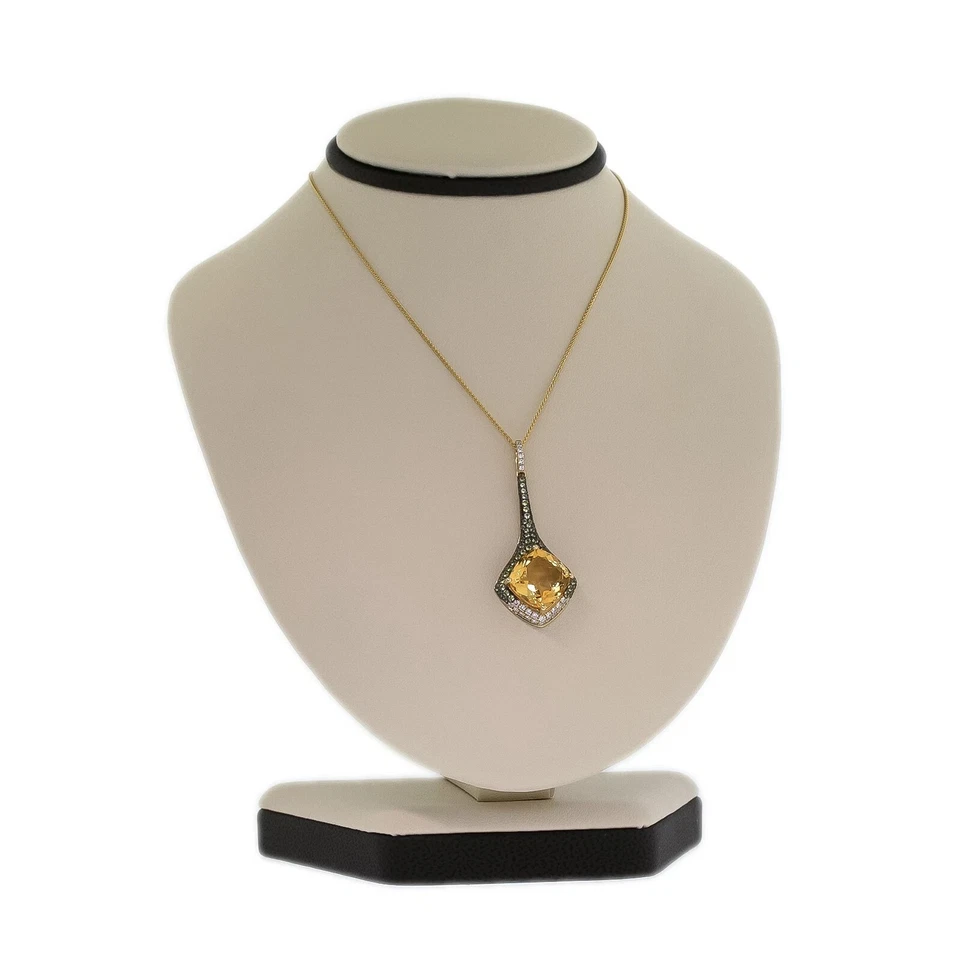 Colgante lágrima citrino creado en laboratorio corte cojín de 3 quilates regalo oro amarillo de 14 quilates Foto 4 de 4