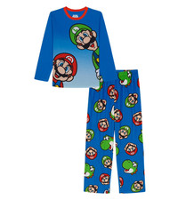 Nintendo Super Mario Pajamas Set Kart Bros PJ Pants Shirt Video Game Boys Sz 4/5