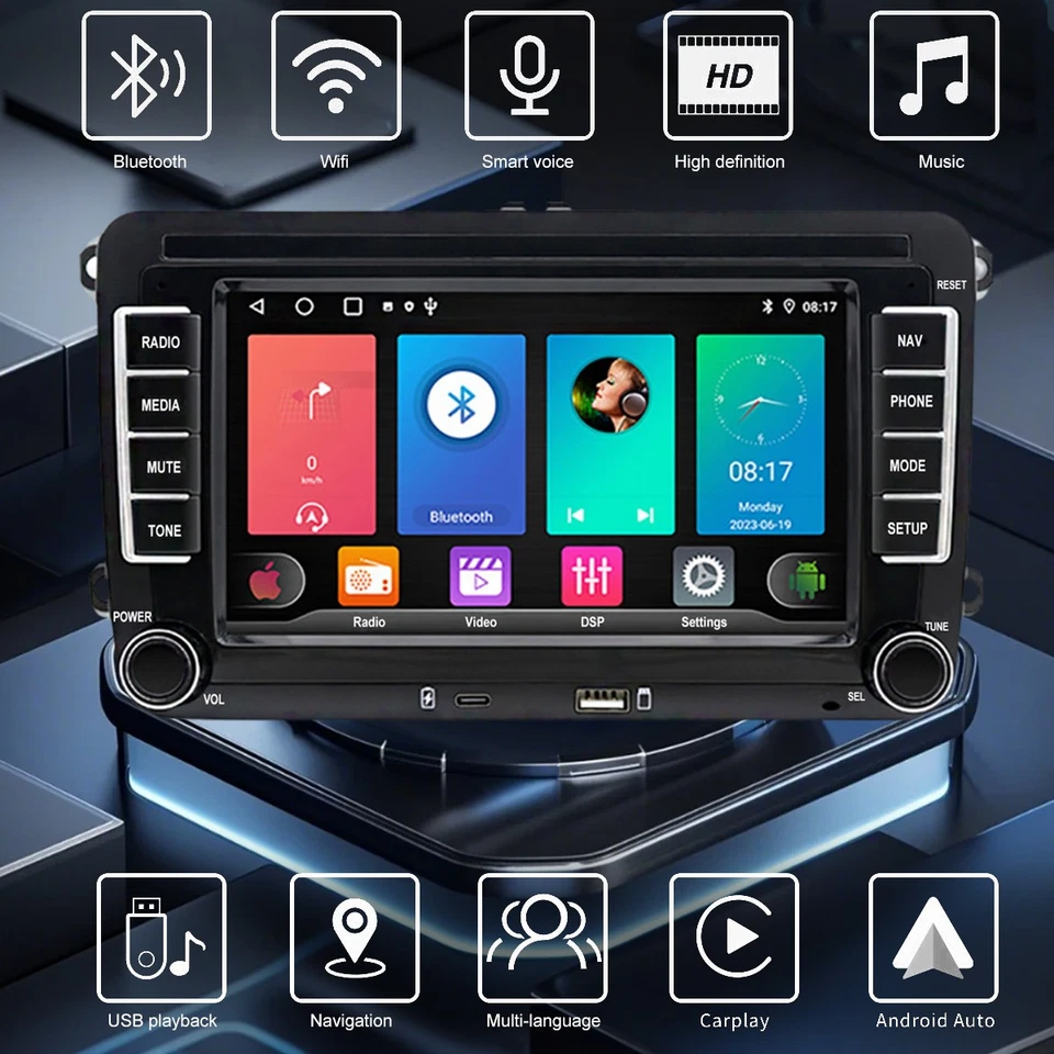 7" Android 13 Car Stereo GPS Navigation WIFI BT FM RDS Radio 2+32GB Double 2DIN