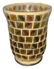 Mosaic Glass Candle Holder Vase Multicolor Stained Leaf Glass Style 6  Tall