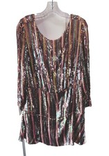 Rixo Kayla XL  Long Stripe Sequin Mini Dress
