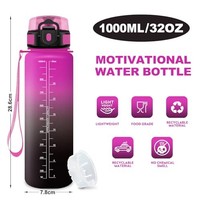 Wasserflasche 1L Mit Zeitmarkierung, Auslaufsicher, Bpa-Frei, Sportflasche