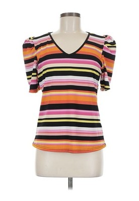 Stem & Vine Multicolor Striped Bright Summer Top Size M