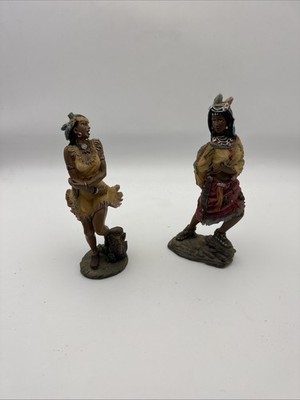 Lot of 2 K s Collection Native American Indian Girl Figurines 7 in Resin