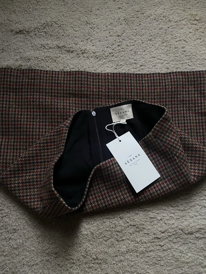 Falda de otoño a cuadros marrón talla pequeña Sézane À Paris para mujer Foto 2 de 4